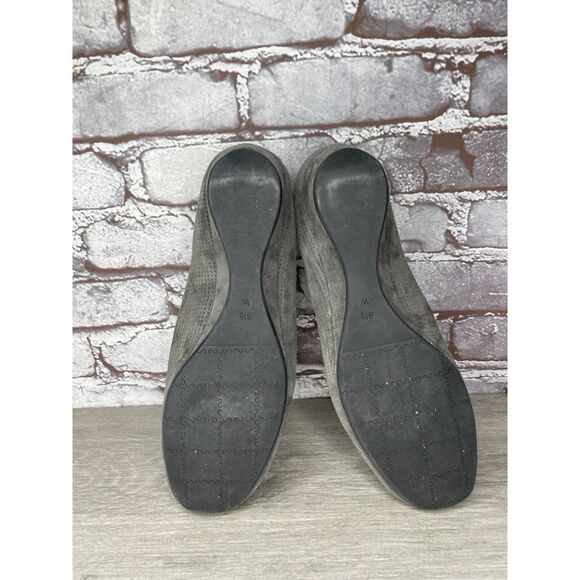 Vaneli Gray Suede Leather Perforated Slip On Wedge Shoes Women’s Sz 8.5W US/39EU - Picture 9 of 16